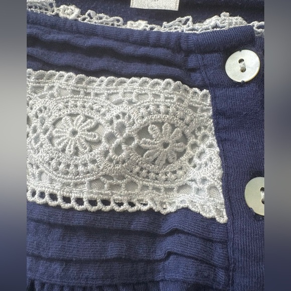 Eileen West Navy Long Sleeve Nightgown. Super soft Modal fabric with White Lace - Picture 12 of 12